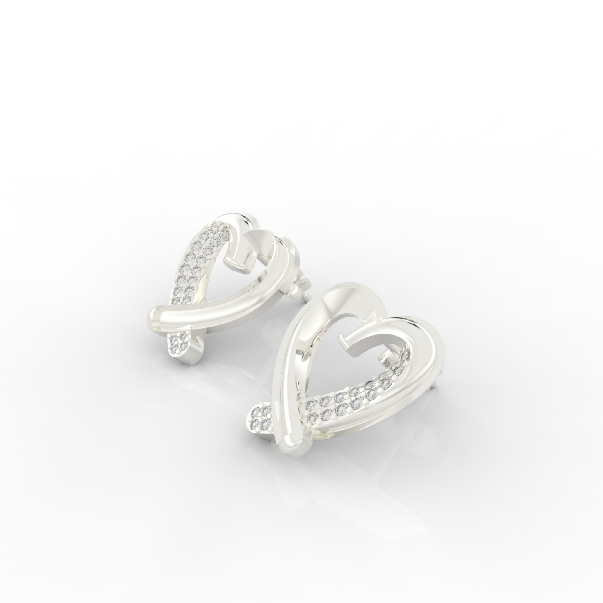 Trendy Heart Shape Partywear Stud Earrings, Hallmarked 925 Sterling Silver